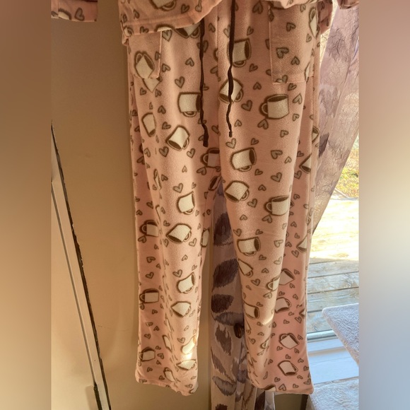 Pink & Brown Button-Up Fleece Pajama Set - Picture 9 of 13